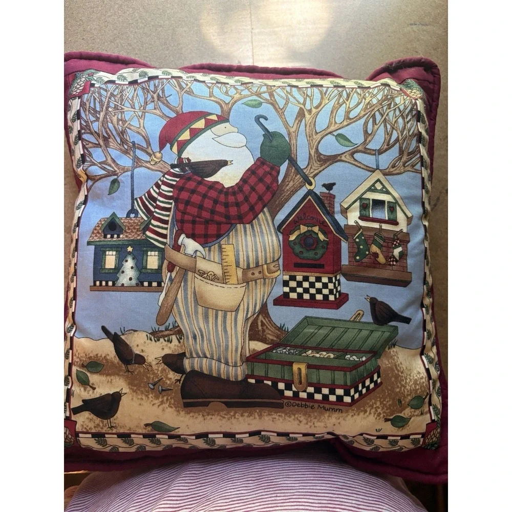 Set of 2‎ Christmas Decorative Throw Pillows Snowman Santa Holiday Winter Cabin